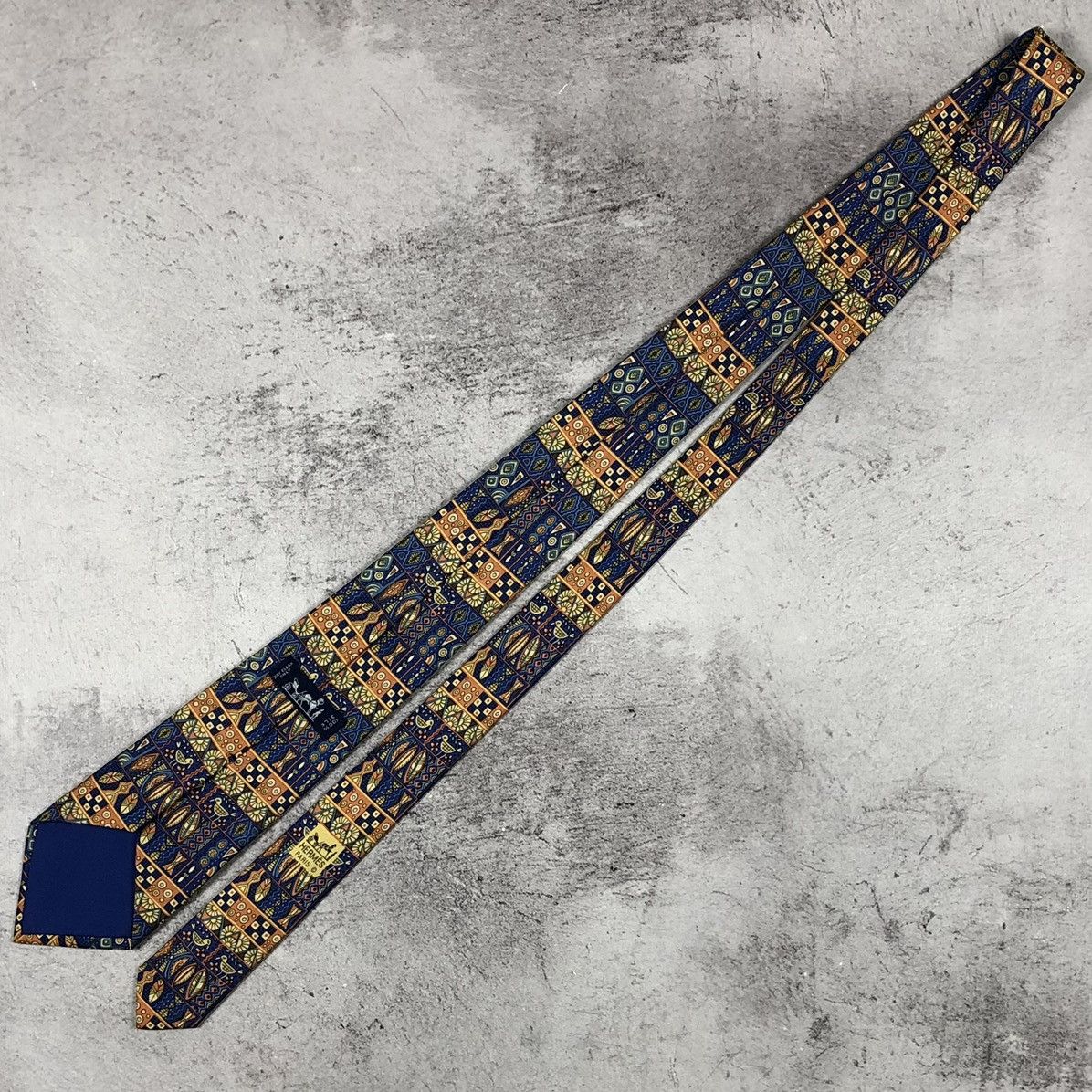 Hermes Hermes Paris Silk Tie Geometric Tribal Mosaic Bird Pattern Size ONE SIZE - 10 Thumbnail