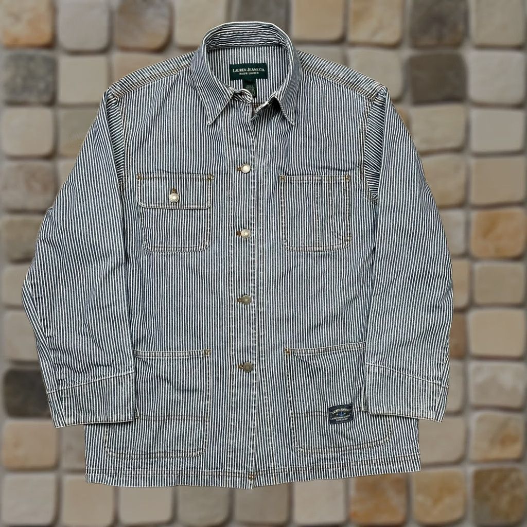 Ralph Lauren VINTAGE Ralph Lauren Lauren Jeans Co blue hickory stripe chore Jacket barn coat M Womens Size 32" / US 10 / IT 46 - 1 Thumbnail