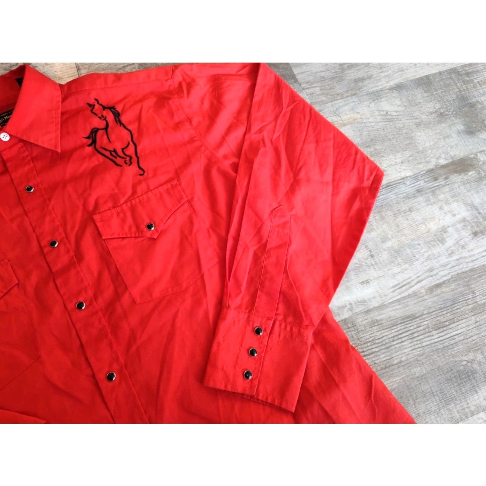 Vintage Vintage High Noon Mens Embroidered Horses Pearl Snap Western Cowboy Shirt M Red under 200 characters Size US L / EU 52-54 / 3 - 3 Thumbnail