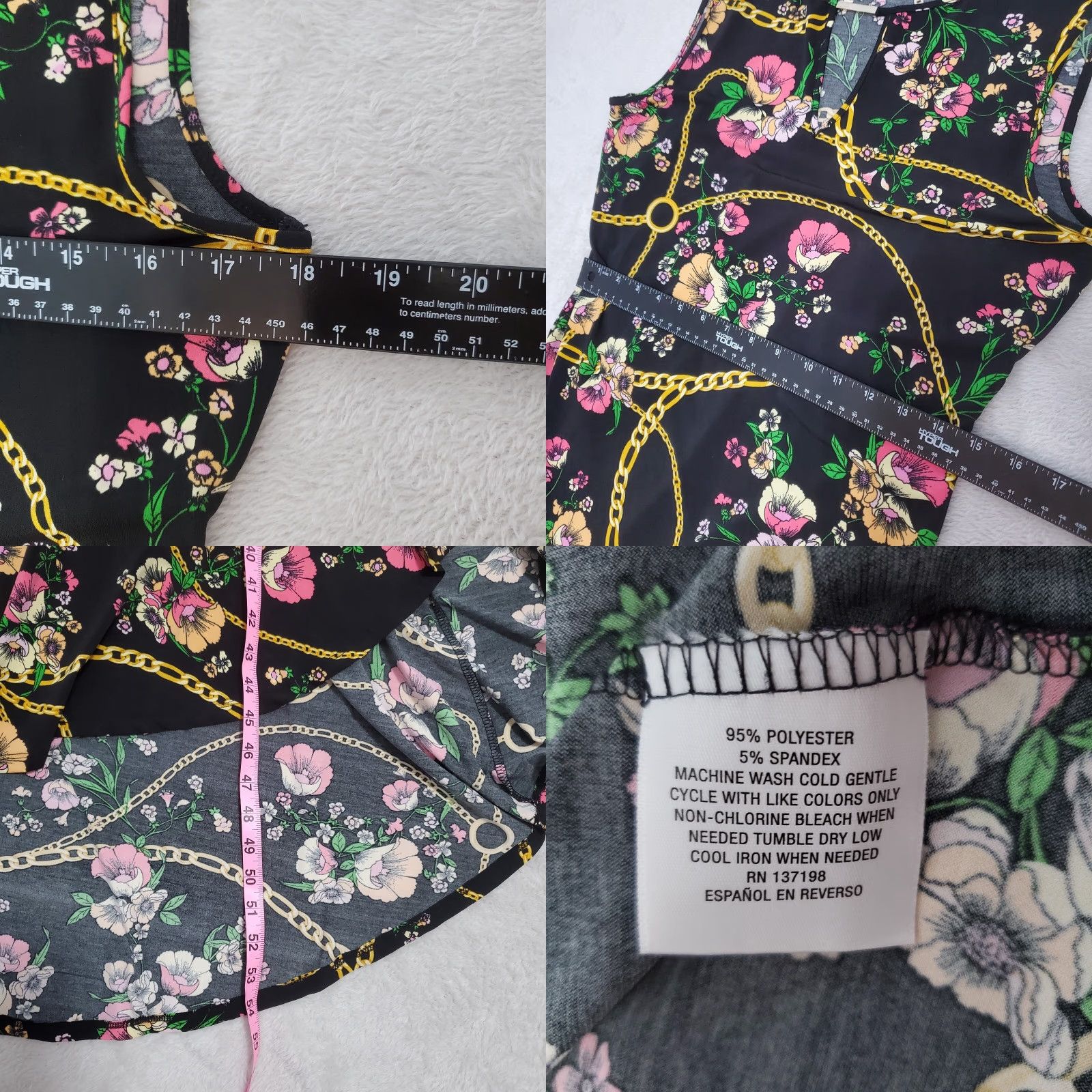 Vintage VINTAGE Thalia Sodi Maxi Dress Women L Black Sleeveless Floral Chain Print Stretch Size L / US 10 / IT 46 - 8 Thumbnail