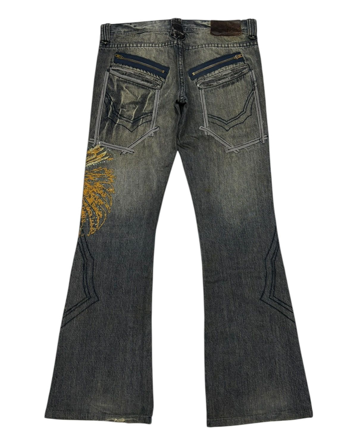 If Six Was Nine 🔥TORNADO MART DRAGONFLY EMBROIDERY FLARED JEANS Size US 32 / EU 48 - 8 Thumbnail