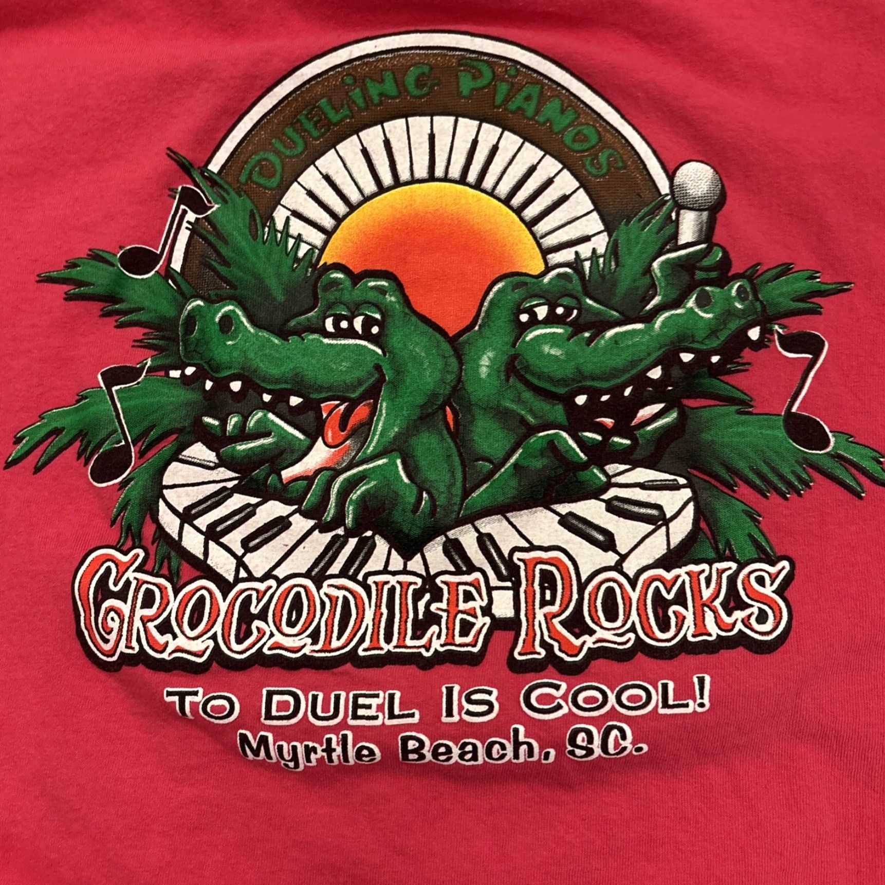 Pinko VINTAGE CROCODILE ROCKS DUELING PIANOS BAR MYRTLE BEACH SC T-Shirt XL Pink Mens Size US XL / EU 56 / 4 - 4 Thumbnail