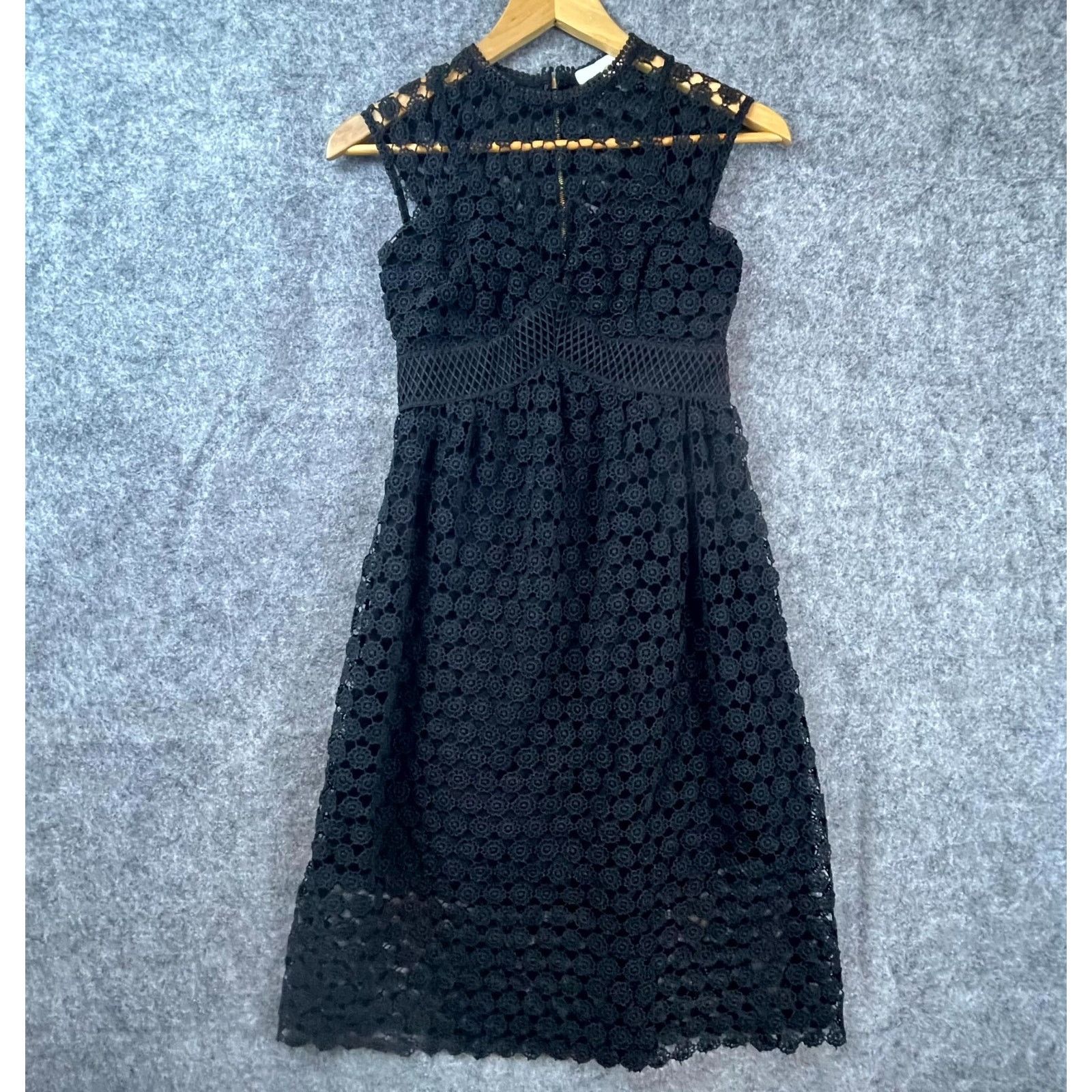 Anthropologie Anthro Eri + Ali Dress 0 Black Crochet Witchcore Whimsigoth Size XS / US 0-2 / IT 36-38 - 1 Thumbnail