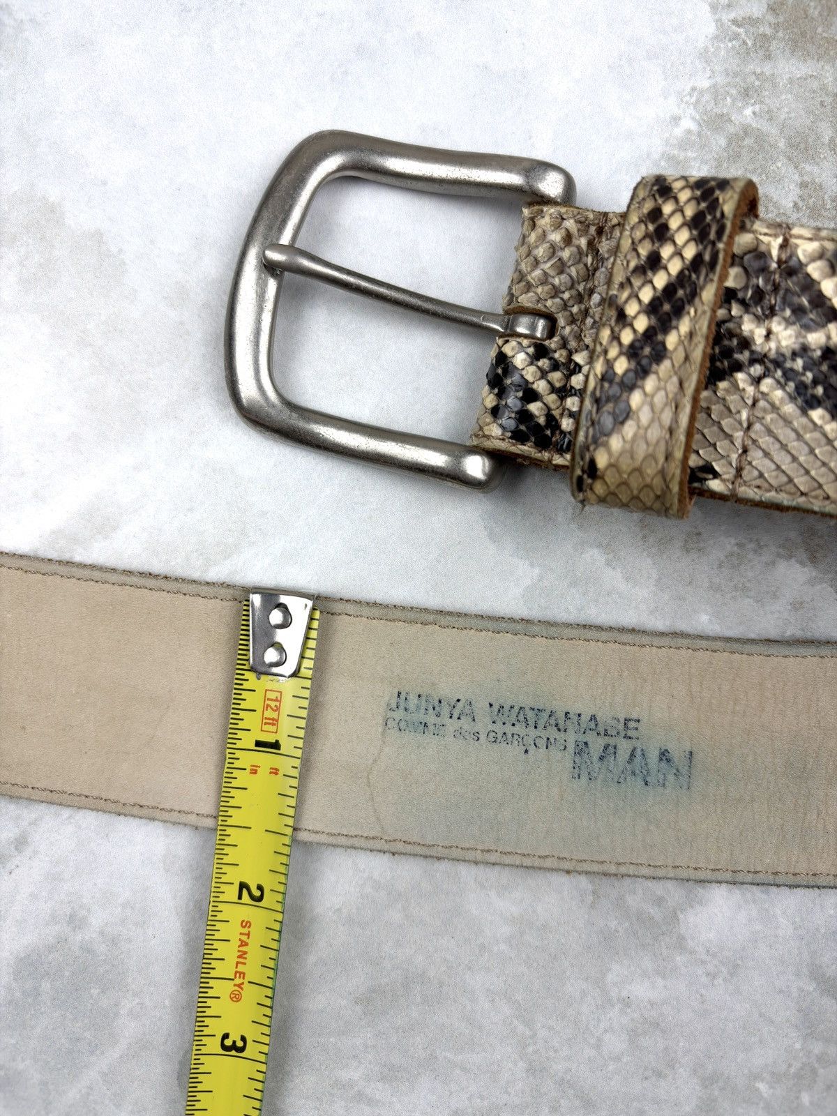 Junya Watanabe Junya Watanabe Snakeskin Silver Buckle Belt Tan Size ONE SIZE - 3 Thumbnail