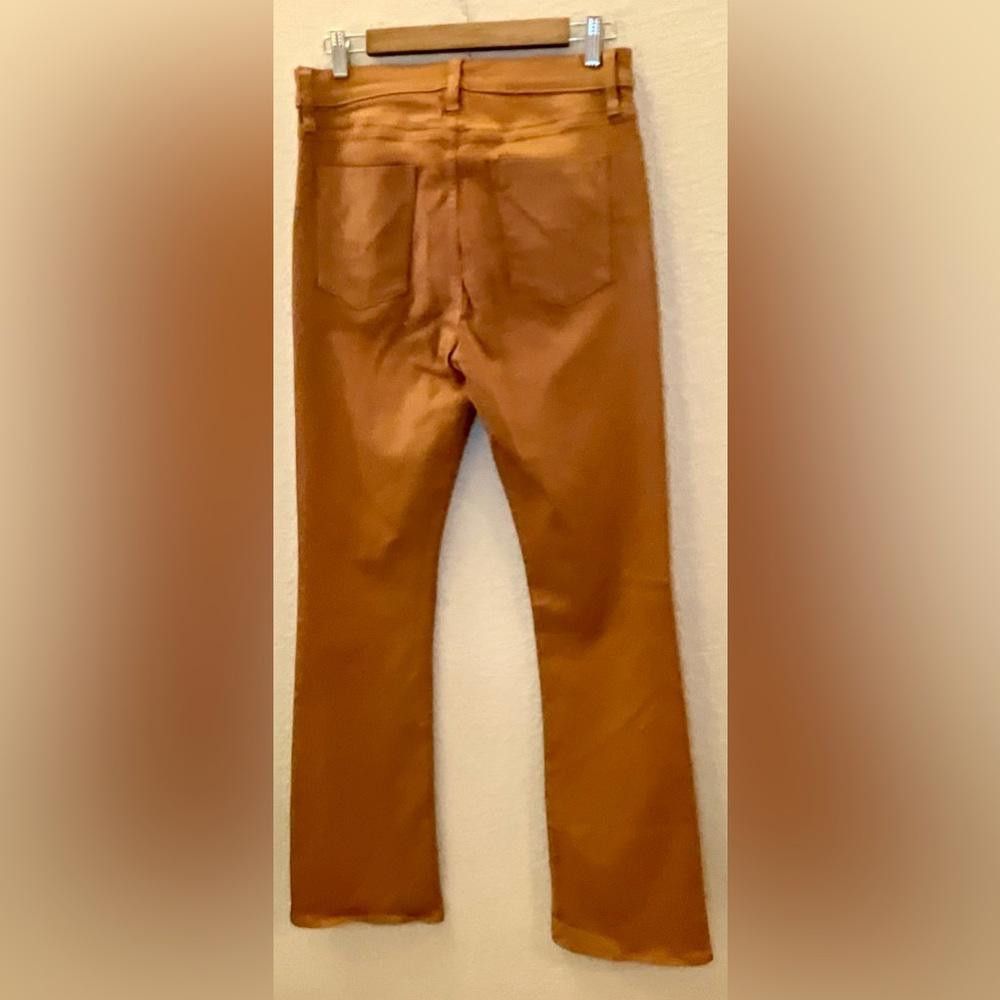 Designer HUDSON Cognac Brown Coated Long Flare Long Jeans Size 30 Size 30" / US 8 / IT 44 - 4 Thumbnail