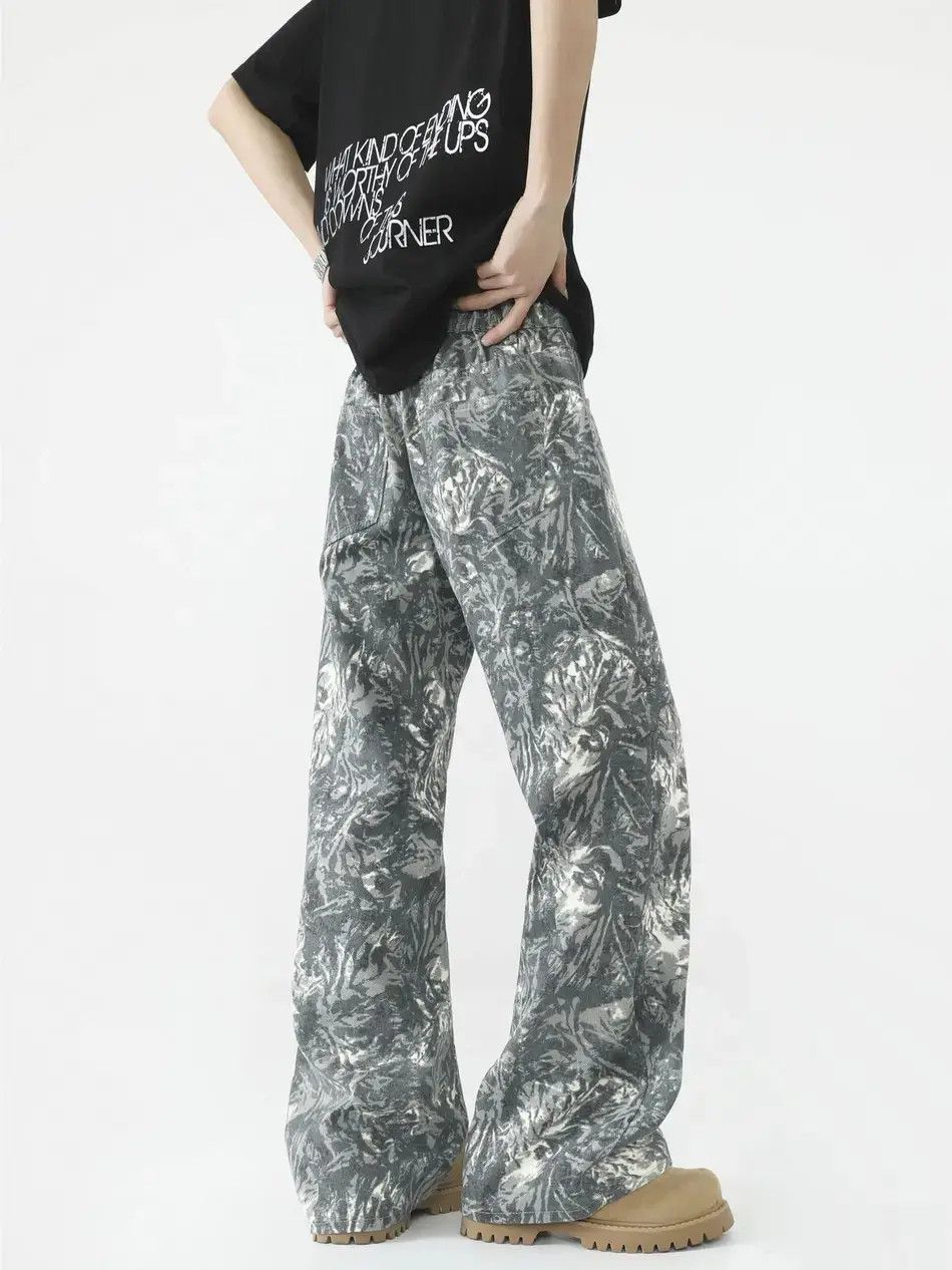 Japanese Brand Retro micro flared casual printed jeans Size US 32 / EU 48 - 6 Thumbnail