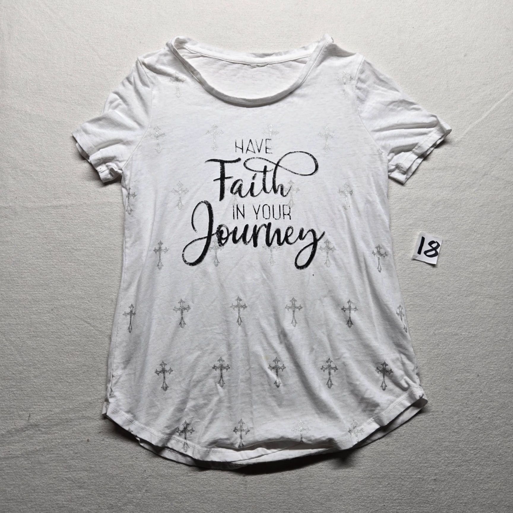 Vintage VINTAGE Christian Message T-Shirt Woman Small Have Faith in Your Journey White Short Sleeve Crew Neck Modern Size S / US 4 / IT 40 - 2 Thumbnail