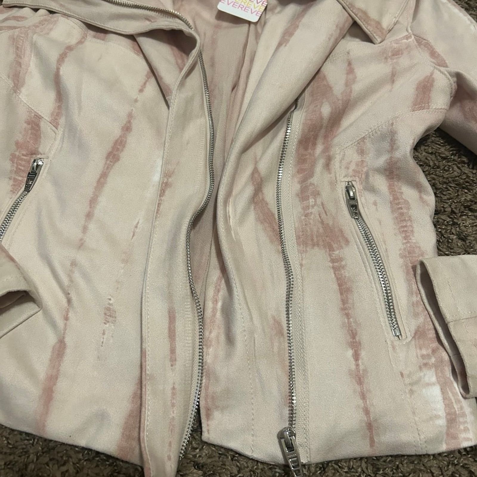 BLANKNYC Blk NYC Lght Pnk Beige TieDye Marble Suede Moto Jckt Sx XS Size XS / US 0-2 / IT 36-38 - 4 Thumbnail