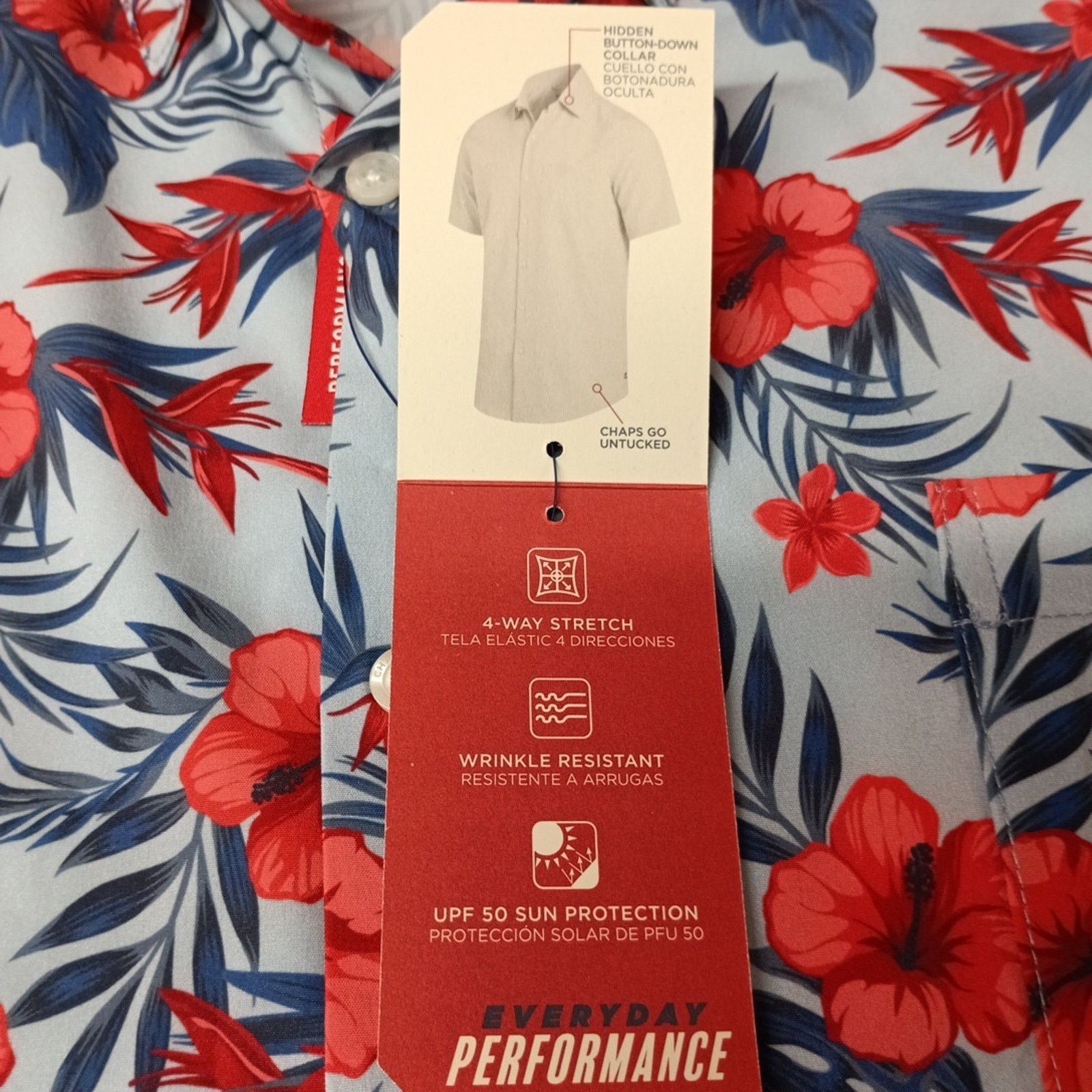 Chaps Chaps Everyday Performance Shirt Mens Size 2XL Blue Floral Size US XXL / EU 58 / 5 - 4 Thumbnail