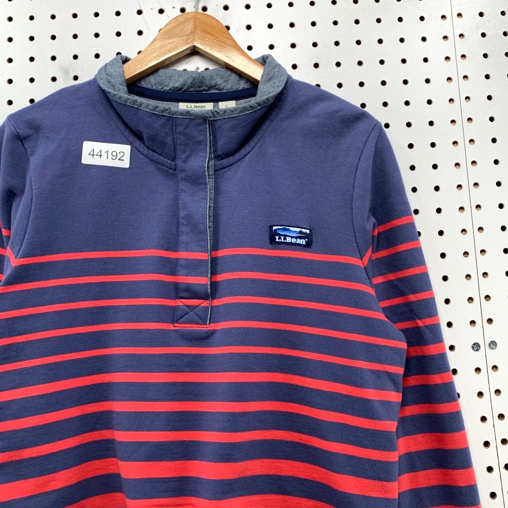 Vintage L.L.Bean Soft Cotton Rugby Henley Pullover Sweatshirt Womens Large Blue Red Size L / US 10 / IT 46 - 6 Thumbnail