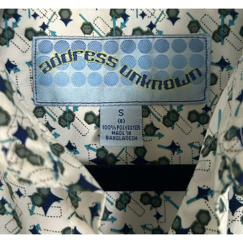 Vintage VTG Address Unknown White Teal S Atomic Retro 90s Mod Button Size US S / EU 44-46 / 1 - 3 Thumbnail