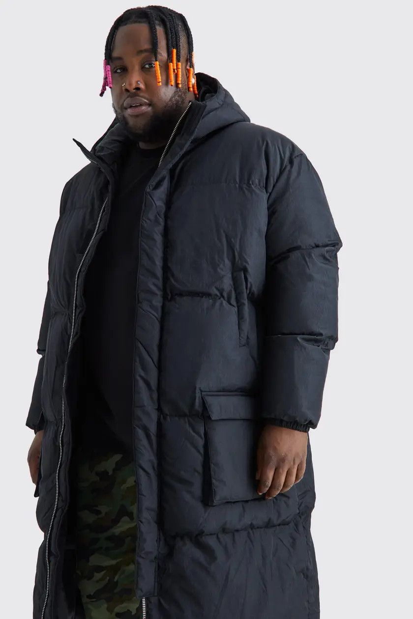 Boohoo BooHoo Men's Plus 4 Pocket Longline Hooded Puffer Jacket Size US XXL / EU 58 / 5 - 3 Thumbnail