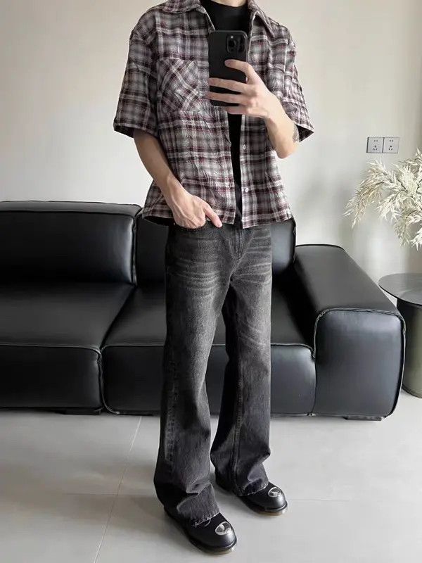 Japanese Brand VIBE Vintage wash ripple textured design baggy jeans Size US 30 / EU 46 - 4 Thumbnail