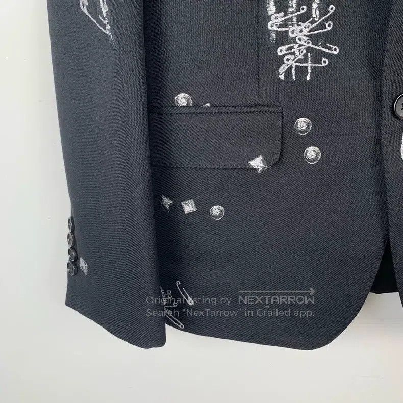 Alexander McQueen Alexander Mcqueen Pin chain jacquard lapel black wool blen Size 46R - 4 Thumbnail