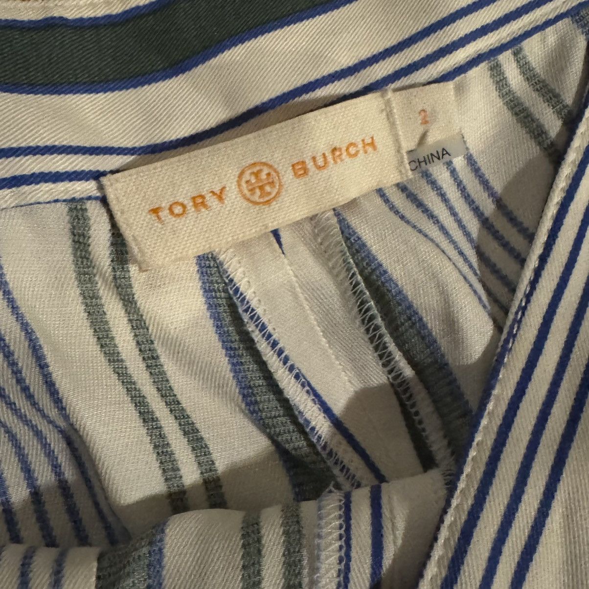 Tory Burch Tory Burch Striped Green & White Women Pants Size 2 Preppy Size 26" / US 2 / IT 38 - 3 Thumbnail