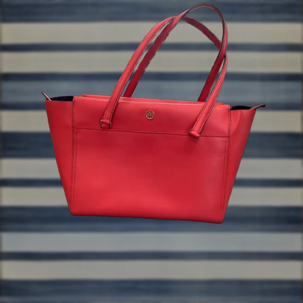 Tory Burch Tory Burch Parker Tote Red Leather Medium Women’s Bag Purse - Zip, Gold Hardware, Canvas/Leather Lining Size ONE SIZE - 1 Thumbnail
