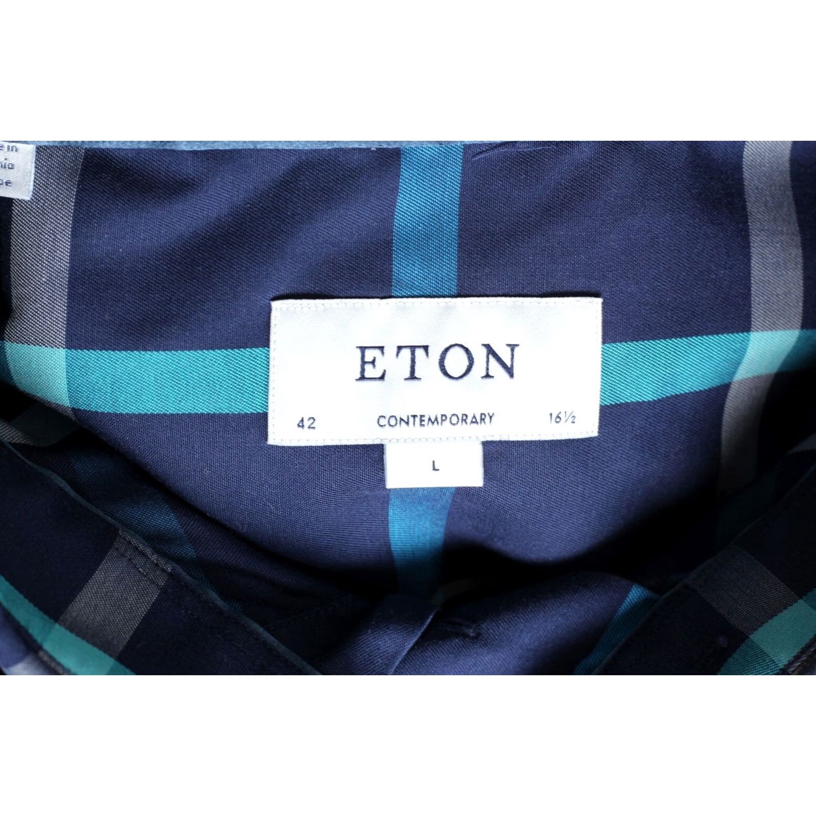 Eton ETON Shirt Men L Blue Check Long Sleeve Signature Twill Casual Formal Button-Up Regular Fit Size US L / EU 52-54 / 3 - 4 Thumbnail
