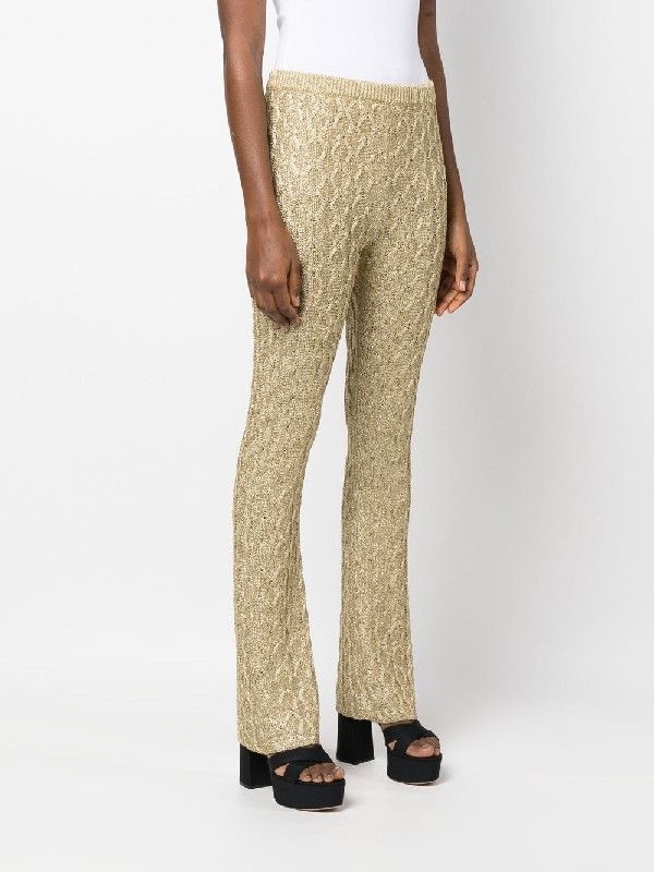 Gucci o1s1wg111025 Chunky Cable Knit Viscose Pant In Gold Size 28" / US 6 / IT 42 - 4 Thumbnail
