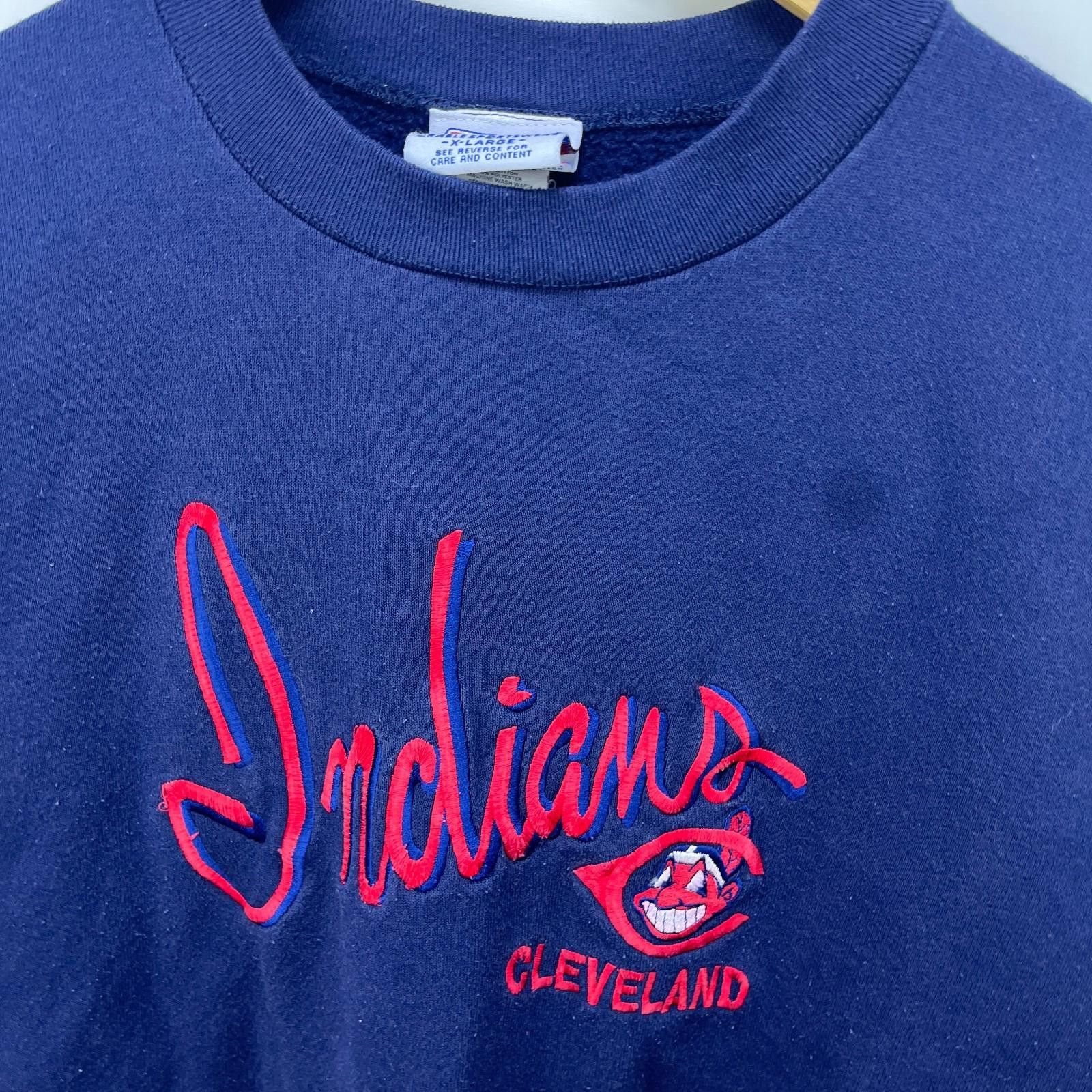 Other Vintage 90s Cleveland Indians Script MLB Sweatshirt XL Size ONE SIZE - 3 Thumbnail