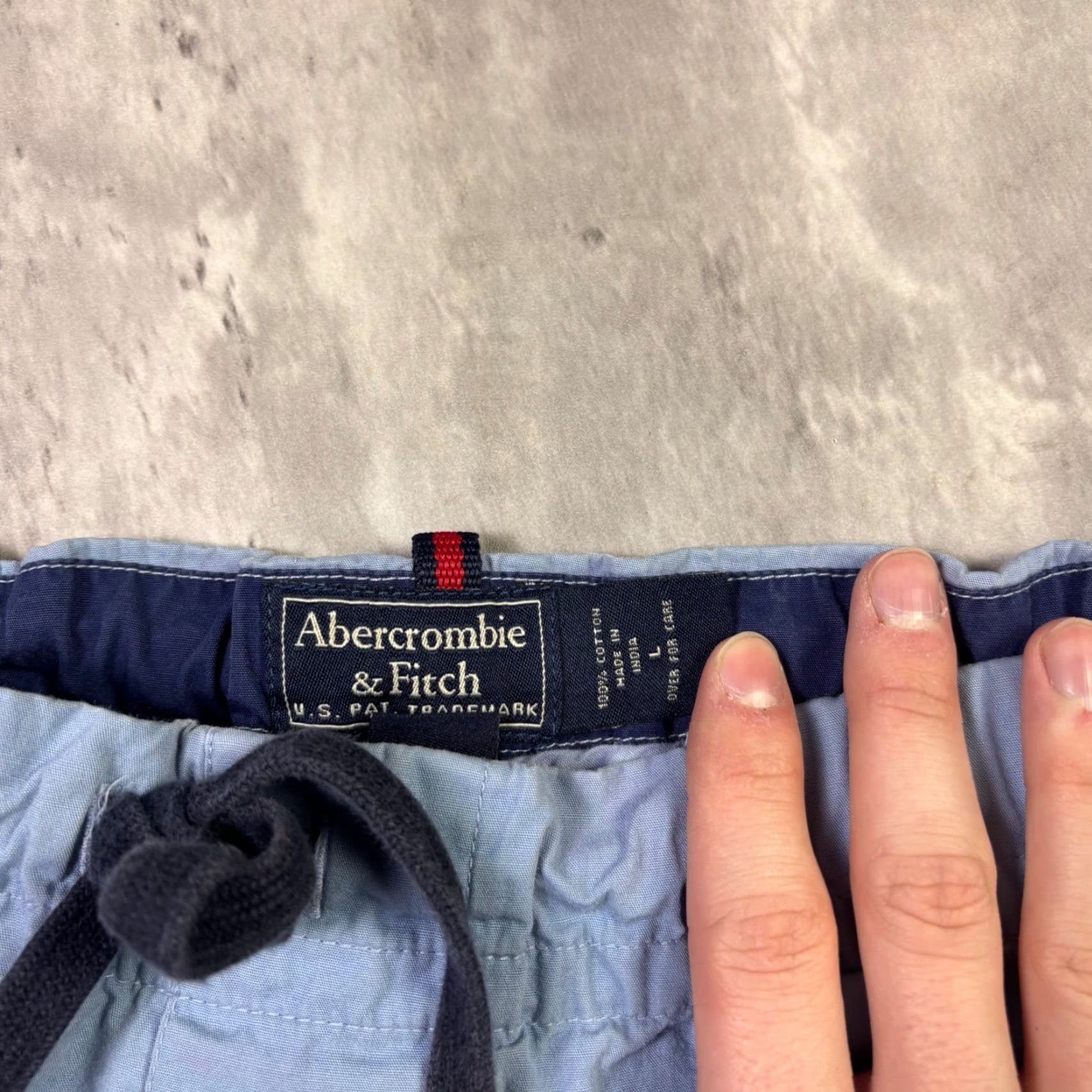 Abercrombie & Fitch Abercrombie & Fitch Cargo Pants L Men Blue Cotton Drawstring Elastic Waist Logo Patch Casual Pants Size US 33 - 6 Thumbnail