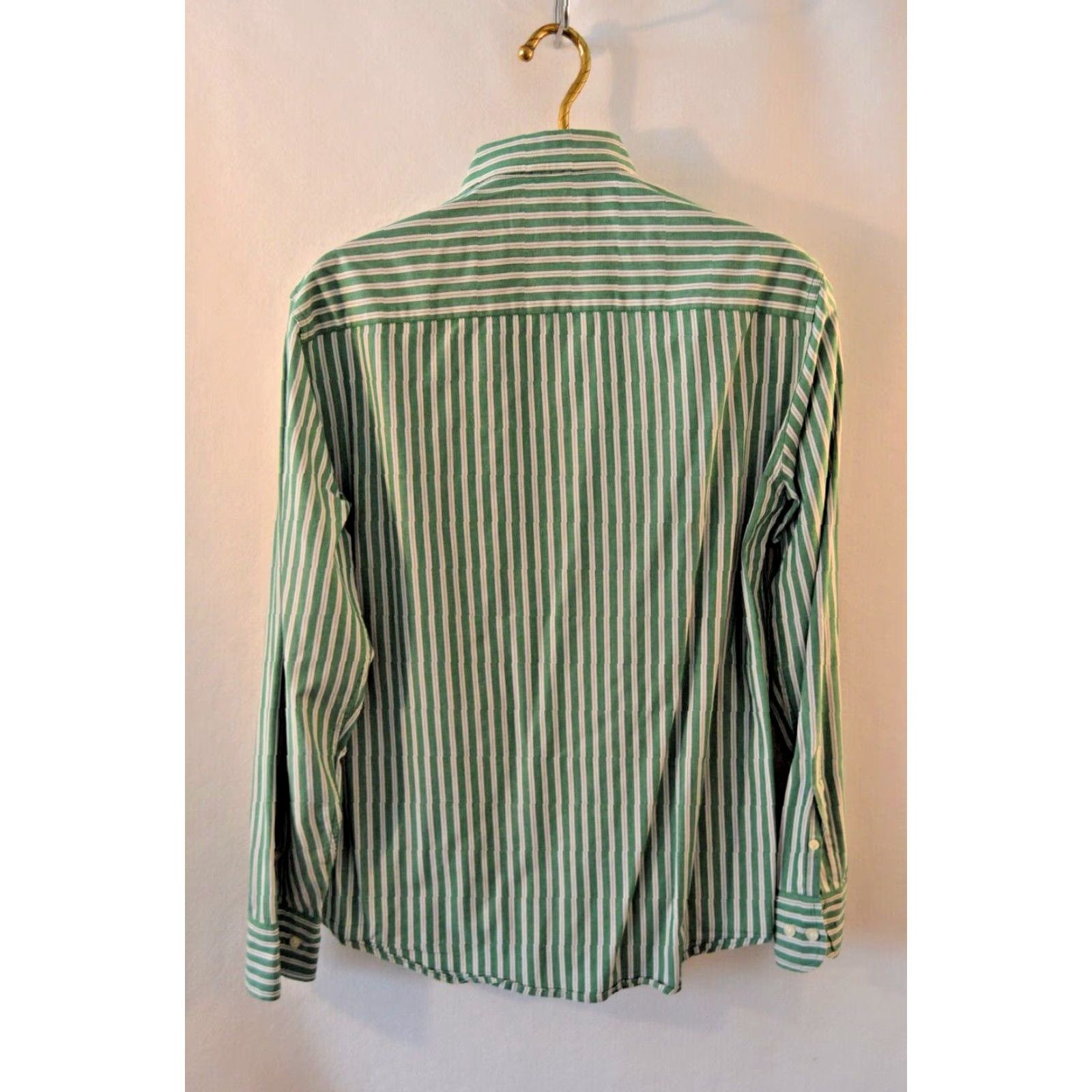 Vintage Aéropostale Shirt Mens Green Striped Button-Up Long Sleeve Collared Size M Size US M / EU 48-50 / 2 - 2 Thumbnail