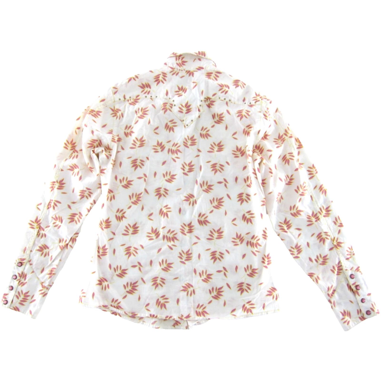 Vintage ROCKIES Pink White Floral Gold Stud Snap Button Up Long Sleeve Western Blouse S Size S / US 4 / IT 40 - 2 Thumbnail
