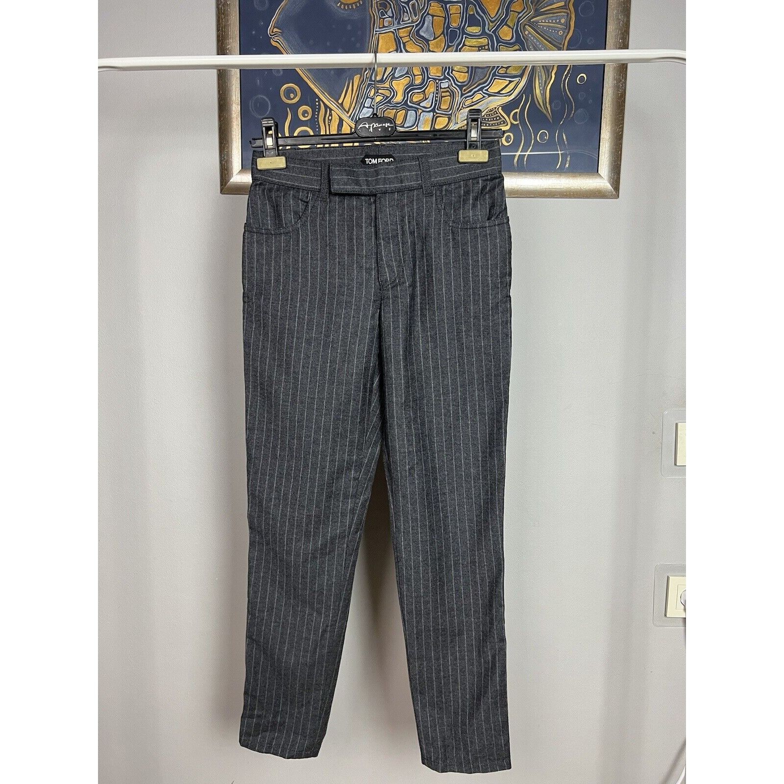 Tom Ford MINT! Tom Ford Gray Striped Women`s Wool Pants Size 36 Size 25" / US 0 / IT 36 - 1 Thumbnail