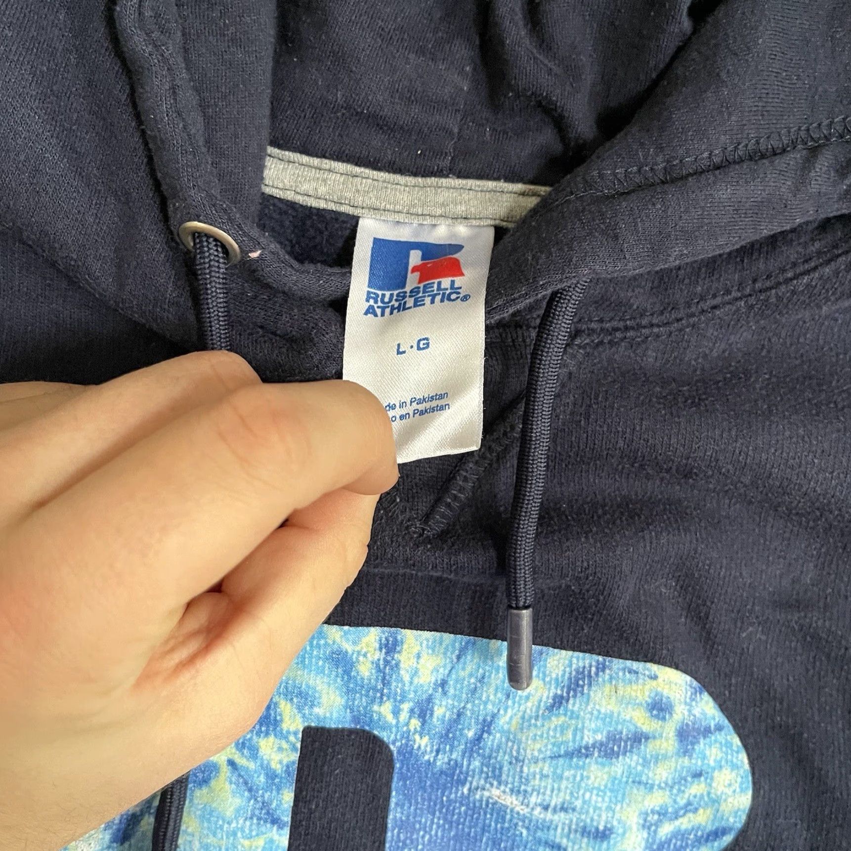 Russell Athletic VINTAGE Russell Athletic Hoodie Mens Large Blue Logo Tie Dye Y2K Pullover Sweatshirt YZY Mens Size US L / EU 52-54 / 3 - 3 Thumbnail