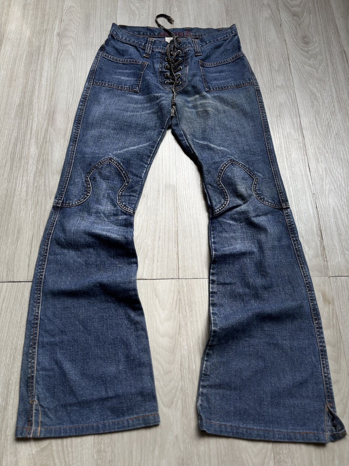 Japanese Brand G brand lace up flare jeans Size US 27 - 1 Thumbnail
