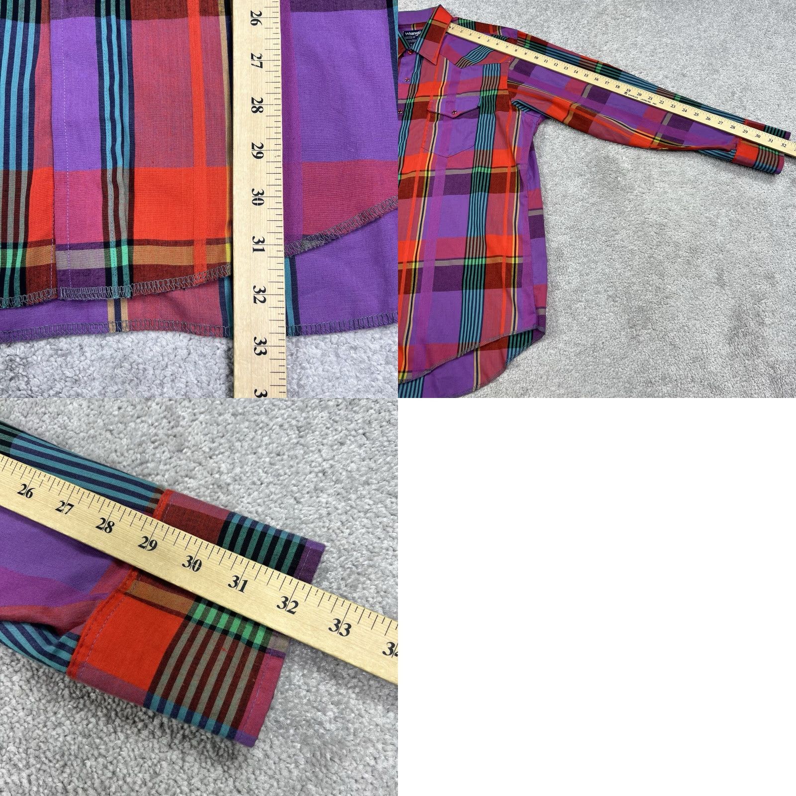 Wrangler VINTAGE Wrangler Shirt 17.5 - 35 Purple Red Plaid Pearl Snaps Western Cowboy Rodeo USA Shirt Size US XXL / EU 58 / 5 - 9 Thumbnail