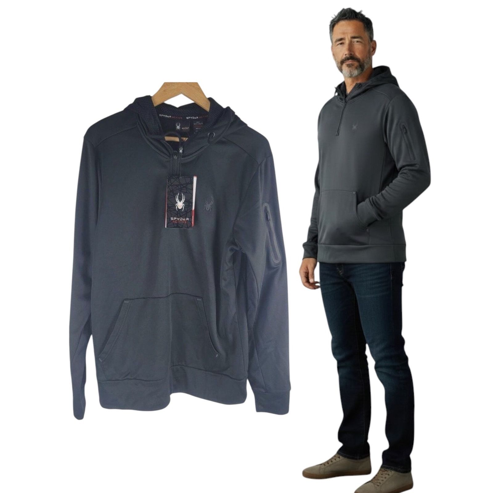 Spyder NWT Spyder active 1/4 zip jacket breathable sports black M Size US M / EU 48-50 / 2 - 1 Thumbnail