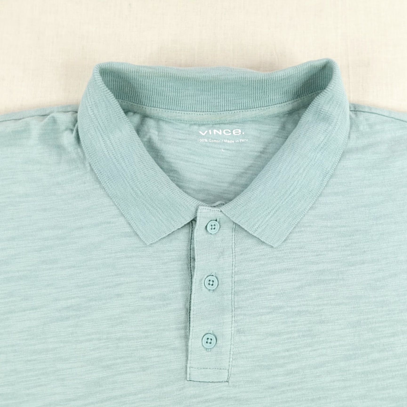 Vince Vince Polo Shirt Mens Large Mint Green Heather Short Sleeve Cotton Casual Size US L / EU 52-54 / 3 - 2 Thumbnail