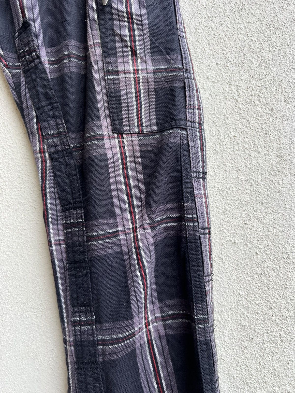 Shellac Double Edge Japan Multi Pocket Plaid Flare Cargo Trouser Size US 31 - 14 Thumbnail