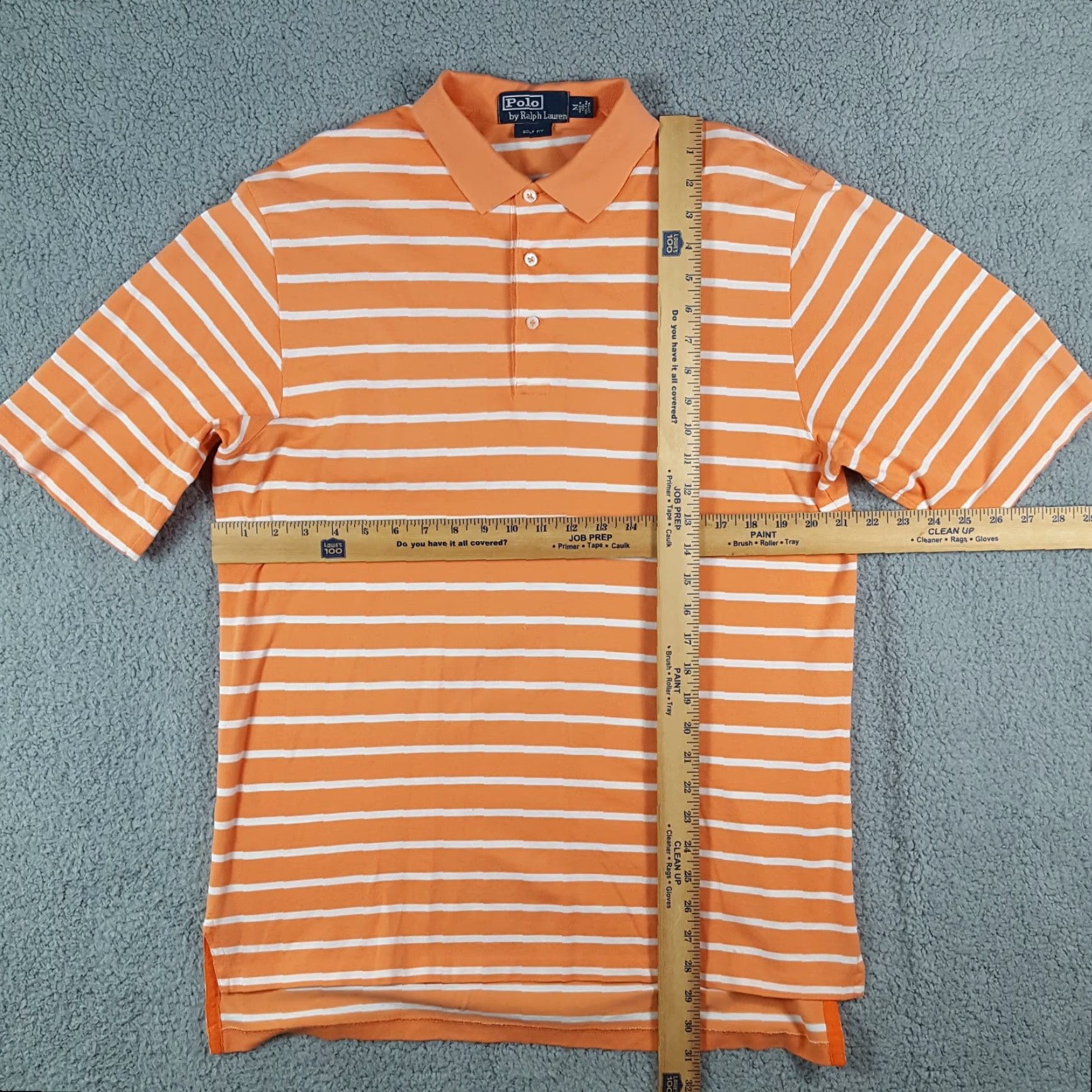 Ralph Lauren VINTAGE Polo Ralph Lauren Polo Shirt Striped Orange 90s Grunge Pony Logo Men's Medium Short Sleeve Cotton Polo Shirt Mens M Orange Polo Size US M / EU 48-50 / 2 - 6 Thumbnail