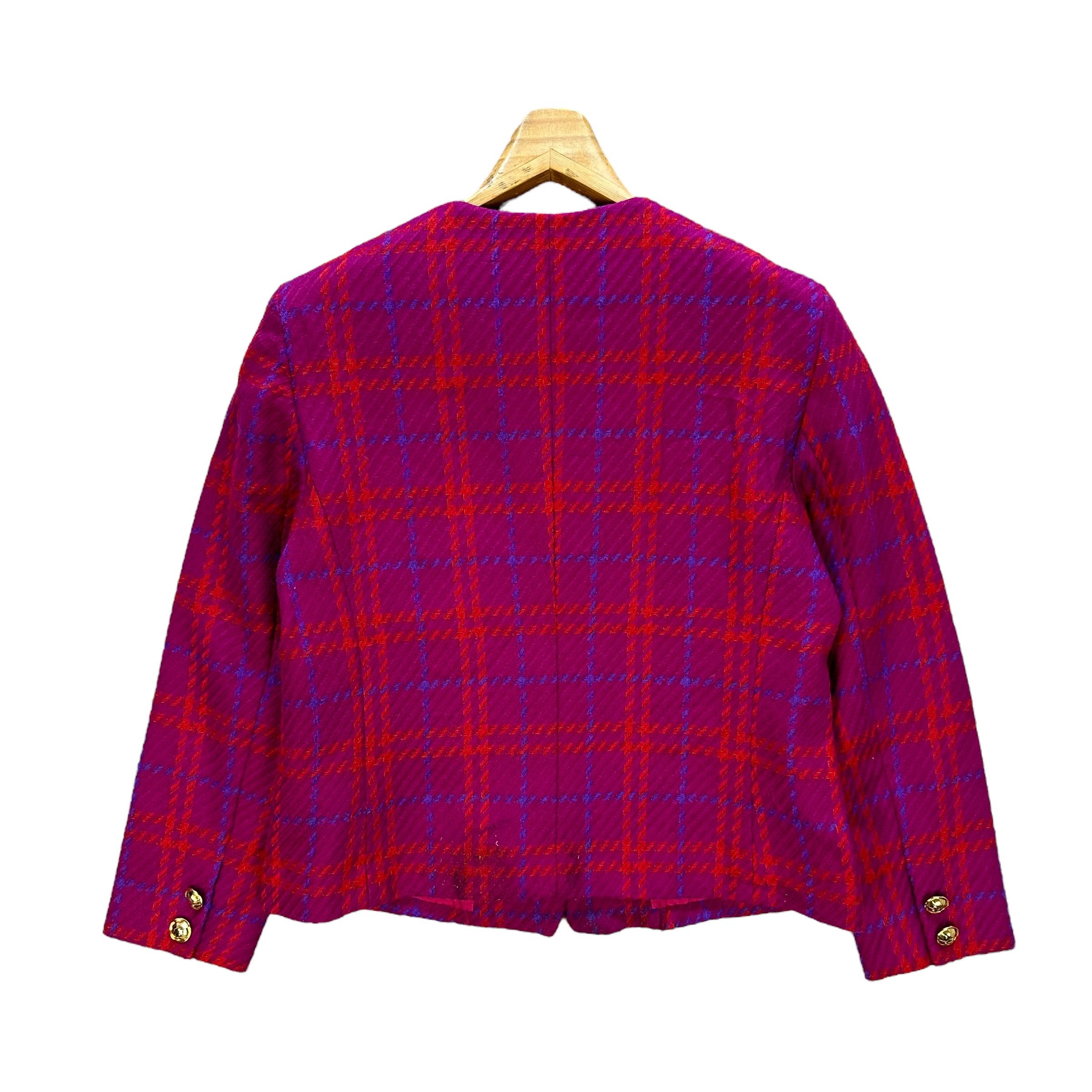 Longchamp KIRA LONGCHAMP Purple Check Crop Jacket #A54-1248 Size M / US 6-8 / IT 42-44 - 10 Thumbnail