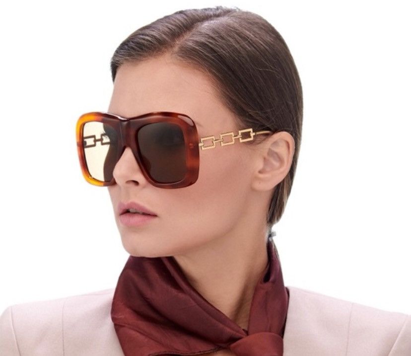 image of Authentic Gucci GG 0499 Havana/gold Sunglasses in Brown Gold, Women's