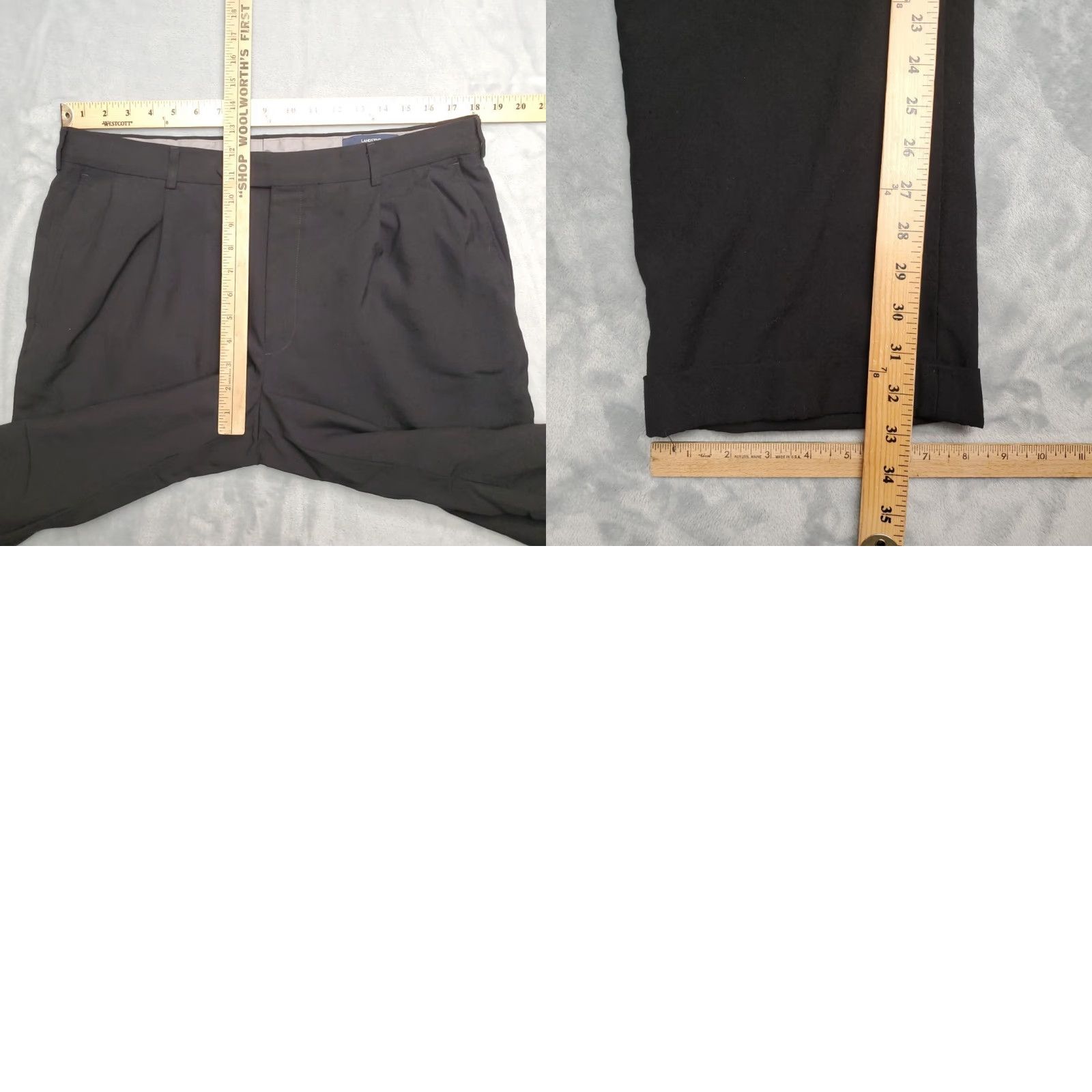 Lands' End VINTAGE Lands' End Pants Men 36x33 Black 100% Wool Pleated Dress Preppy Cuffed Pants Mens Wool Dress Pants Size US 36 / EU 52 - 8 Thumbnail