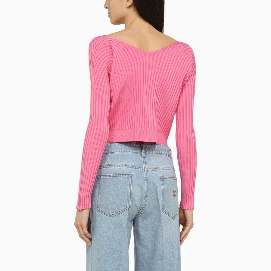 Jacquemus o1d2blof0824 La Maille Pralu Cardigan in Pink Size XS / US 0-2 / IT 36-38 - 3 Thumbnail