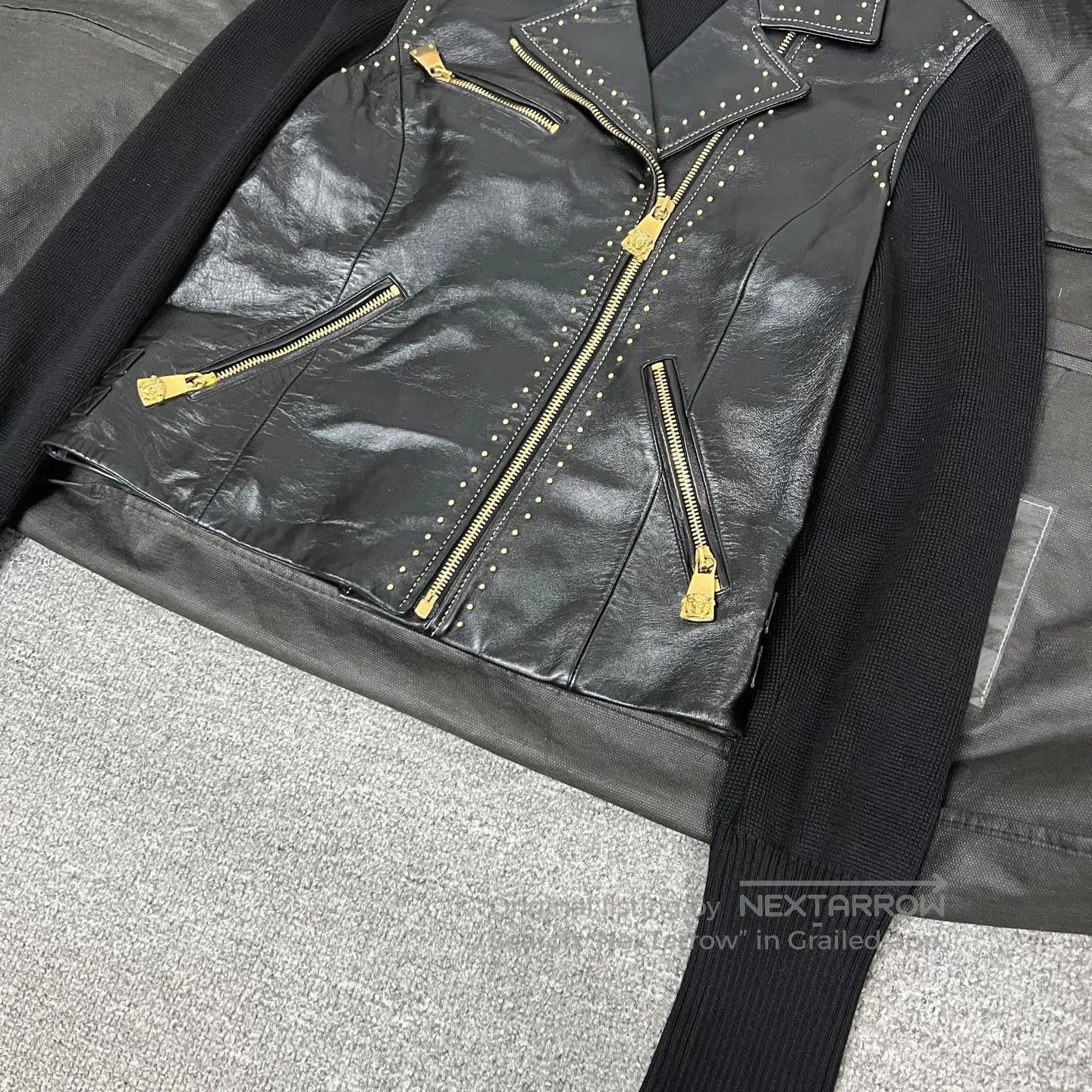 Versace Versace Knitted, stitched black and gold motorcycle leathe Size US XS / EU 42 / 0 - 4 Thumbnail