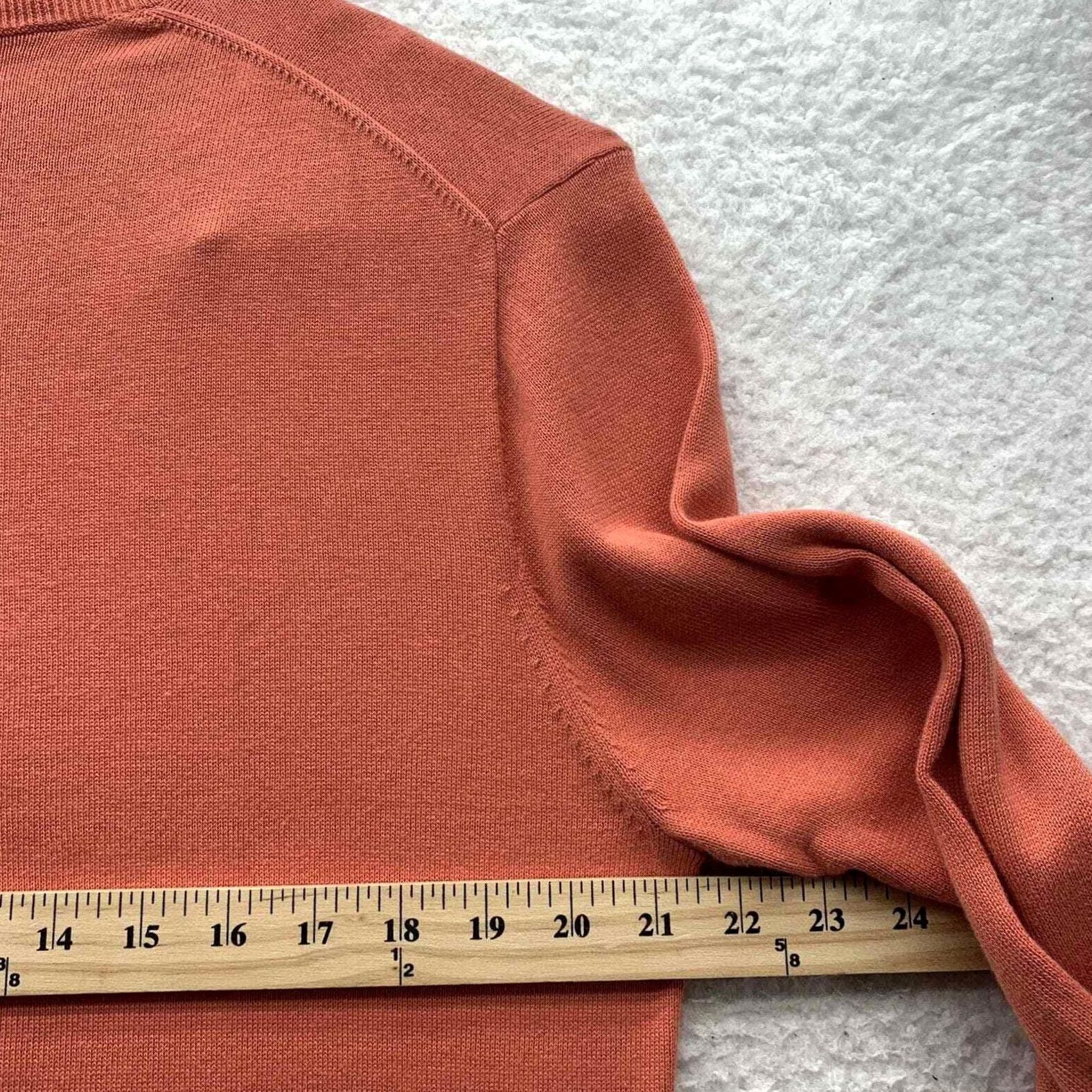 J.Crew J Crew Sweater Mens Medium M Orange Coral V-Neck Knit Pullover Thin Preppy Tapered Size US M / EU 48-50 / 2 - 7 Thumbnail