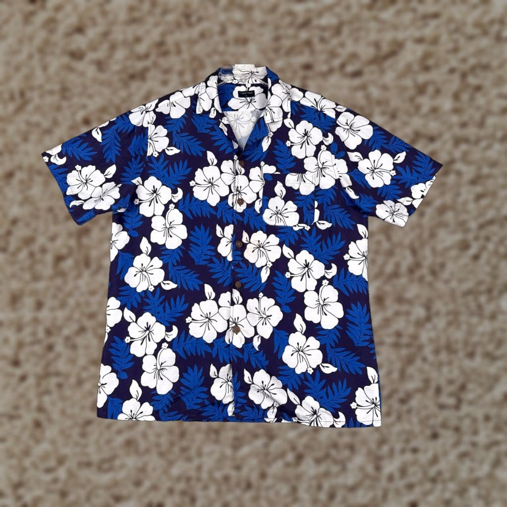 Vintage Alohawear Hawaii Shirt Adult Large Blue White Floral 100% Polyester Button Up Men's Size US L / EU 52-54 / 3 - 1 Thumbnail