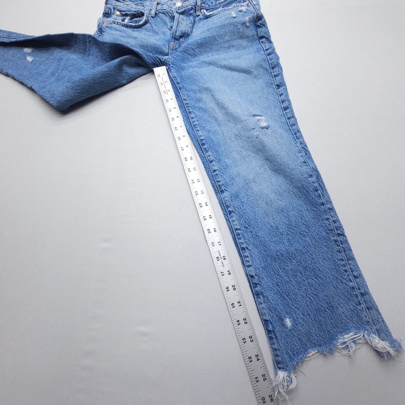 Free People Free People We The Free Distressed Crop Jeans Womens 31 x 25 Button Fly Denim Size 24" / US 00 / IT 34 - 5 Thumbnail