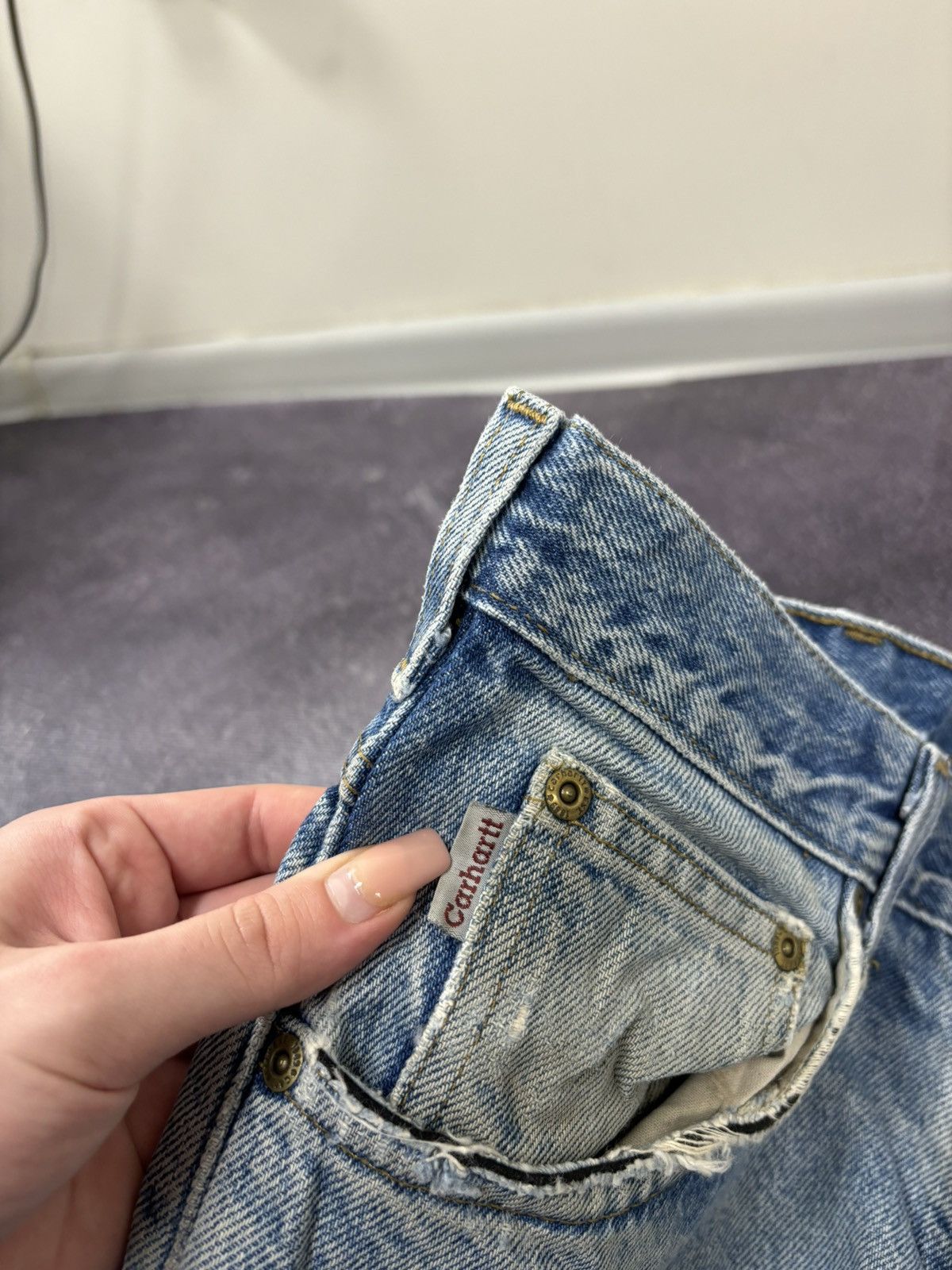 Carhartt Vintage 90s Carhartt Blue Denim Insulated Hype Baggy Jeans Size US 34 / EU 50 - 16 Thumbnail