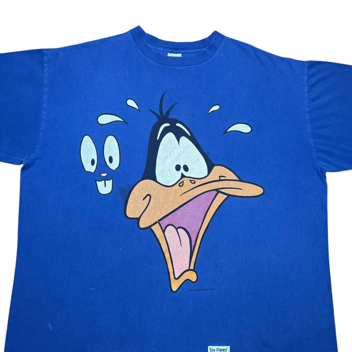 Warner Bros Vtg 1993 Looney Tunes Daffy Ducks Big Face Six Flags T-Shirt Size US XXL / EU 58 / 5 - 6 Thumbnail