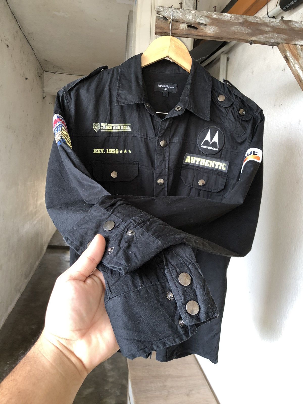 If Six Was Nine Rare❗️In The Attic Homme Punk Multi Patches Shirt Size US L / EU 52-54 / 3 - 9 Thumbnail