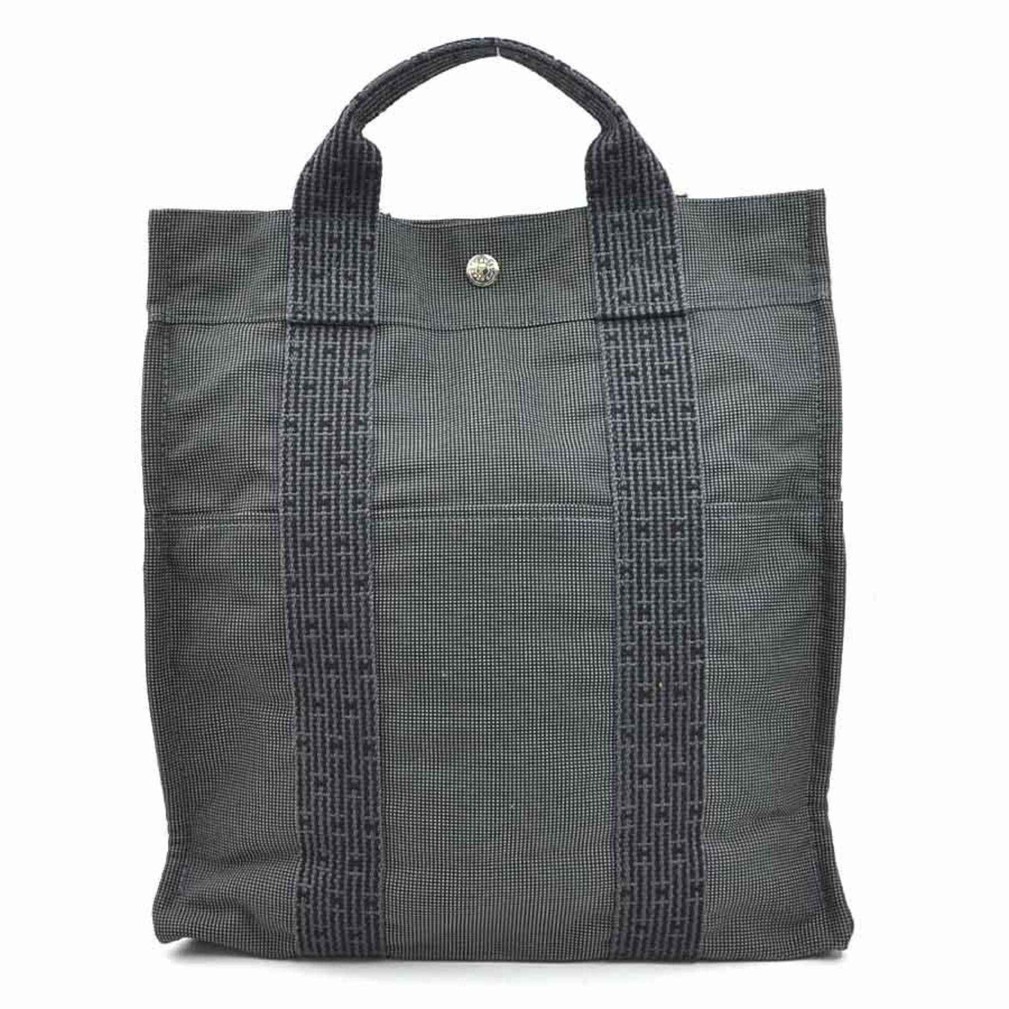 Auth HERMES Sac Ado PM Backpack Dark Gray Canvas/Silvertone - e61292g Hermes Togo Hac a Dos PM Backpack Vert De Gris 1137720  main image 4