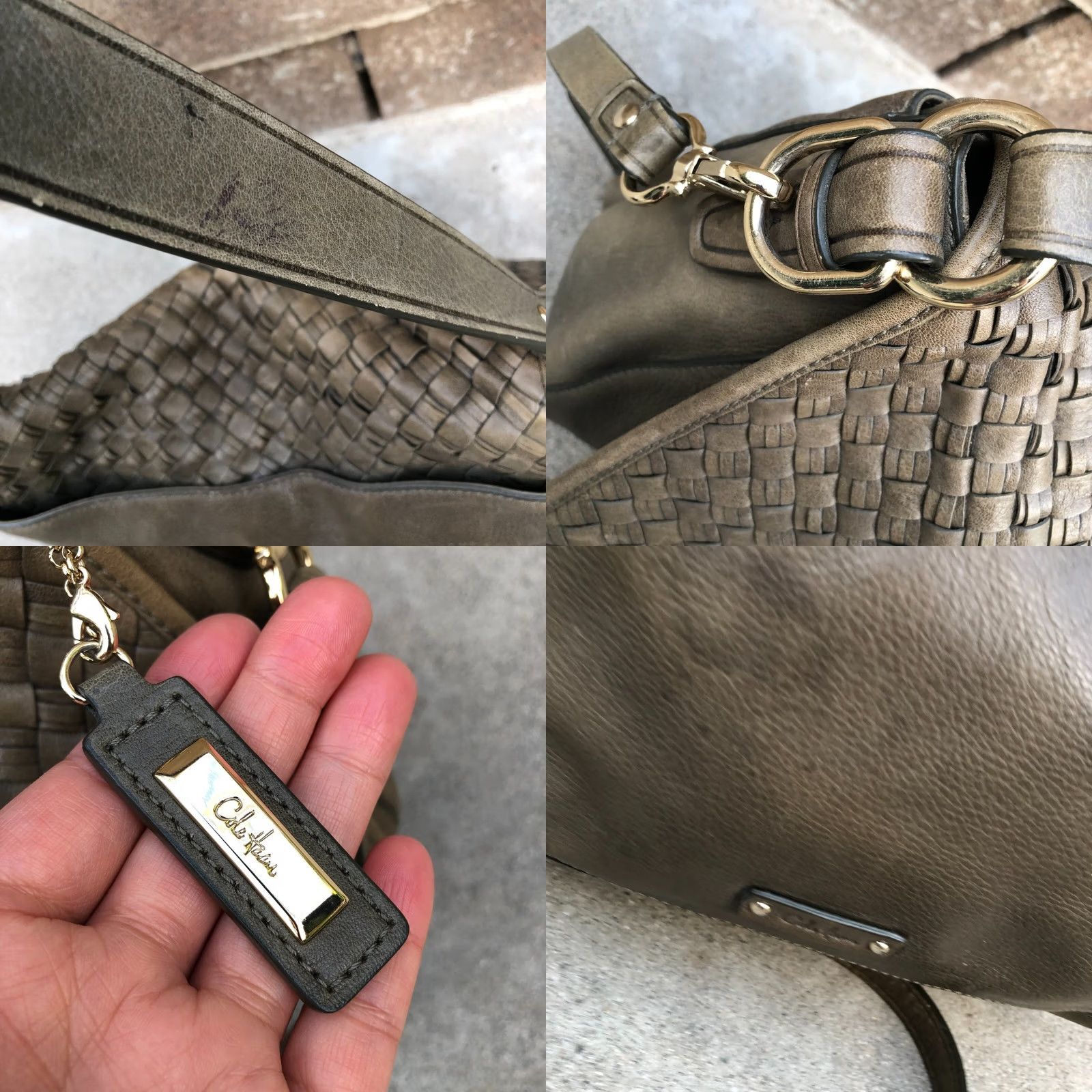 Cole Haan COLE HAAN Woven Weave Messenger Bag Crossbody Purse Army Green Women's Purse Size ONE SIZE - 8 Thumbnail
