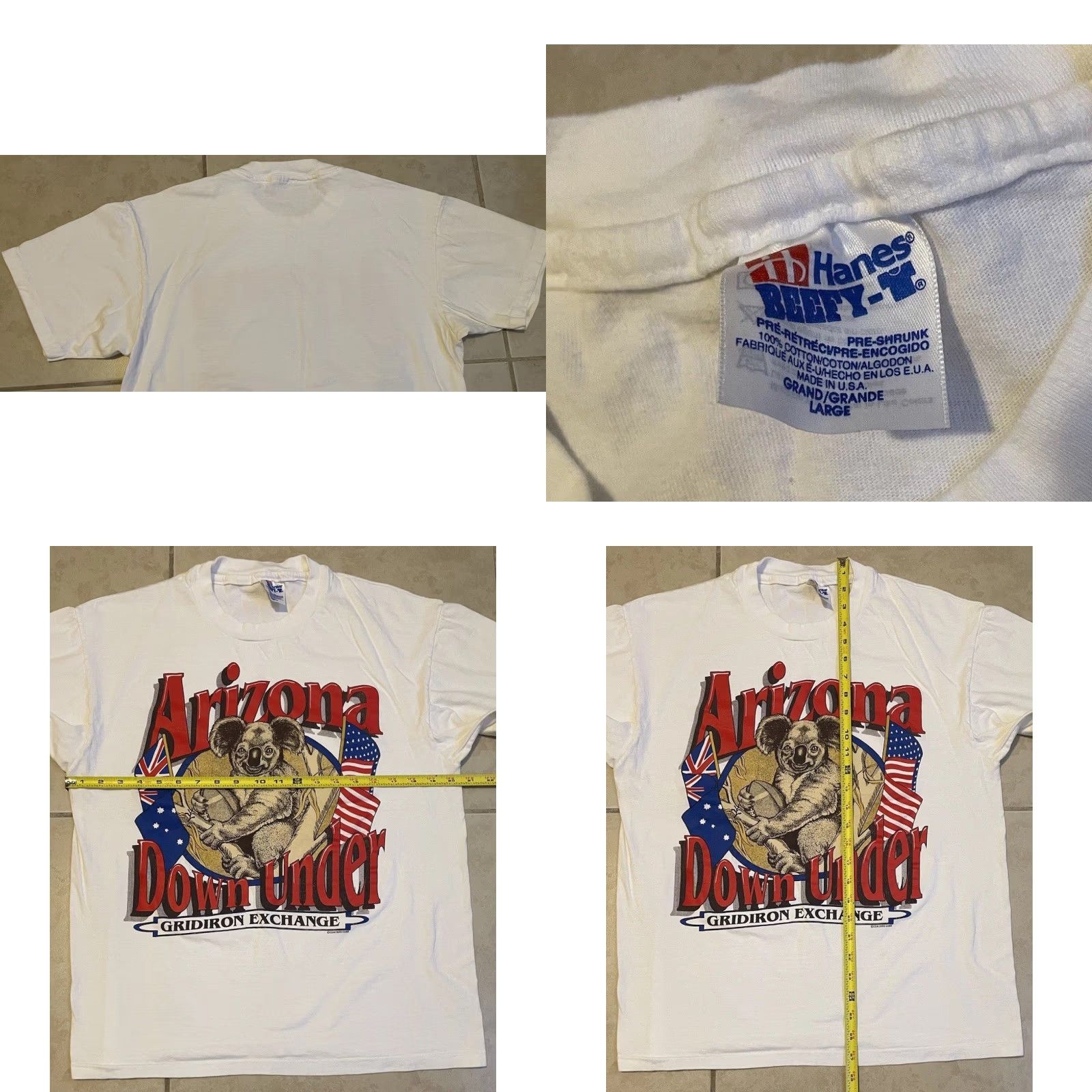 Vintage VINTAGE 90s Arizona Koala Football Shirt M White Mens T-Shirt Grunge Animal USA 80s Retro Sports College Football Size US M / EU 48-50 / 2 - 8 Thumbnail