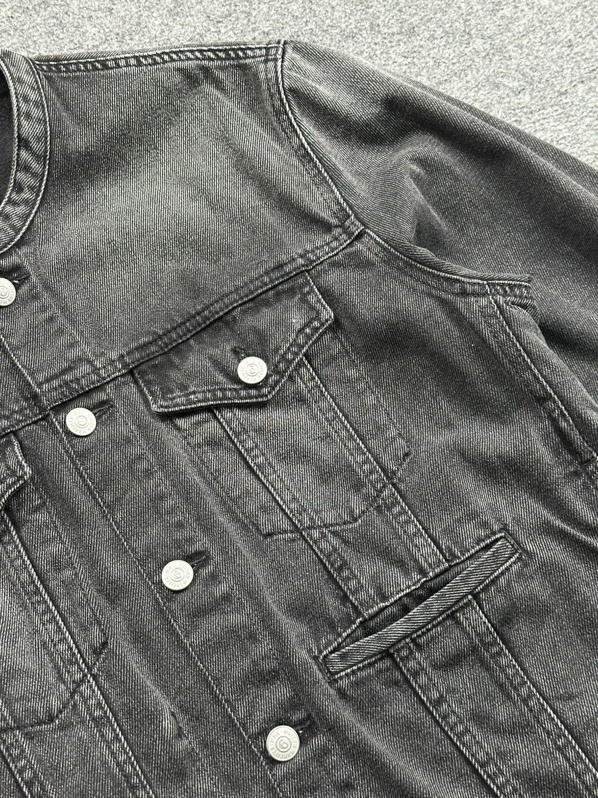 Maison Margiela Maison Margiela - MM6 Collarless Denim Jacket - Washed Black Size US M / EU 48-50 / 2 - 5 Thumbnail