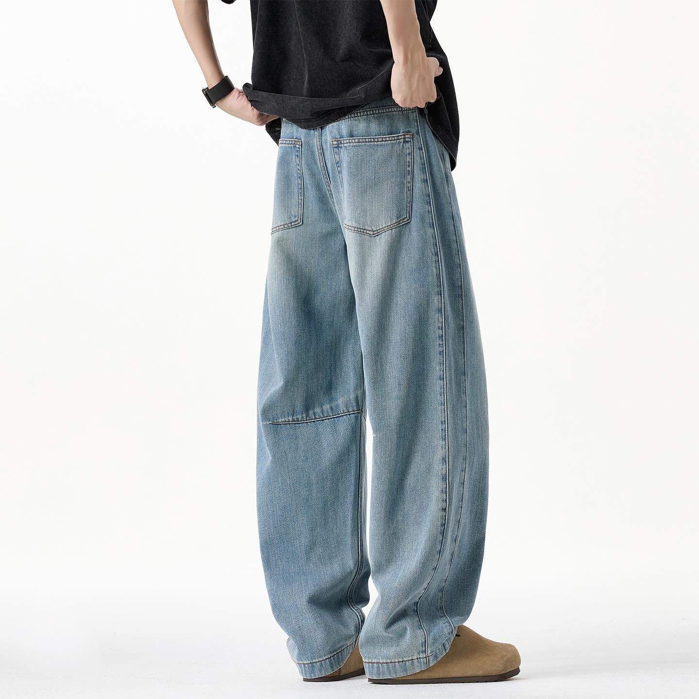 Jean Men's Retro Loose Straight Leg High Street Washed Jeans Size US 32 / EU 48 - 4 Thumbnail